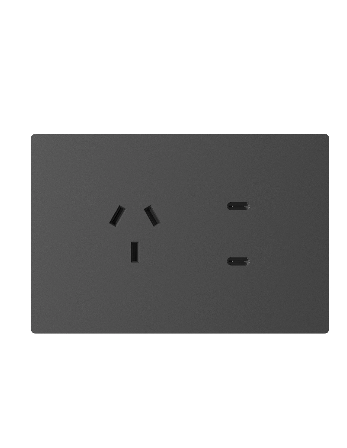 Llave tomacorriente con 2 Puertos USB-C Macroled Milan gris